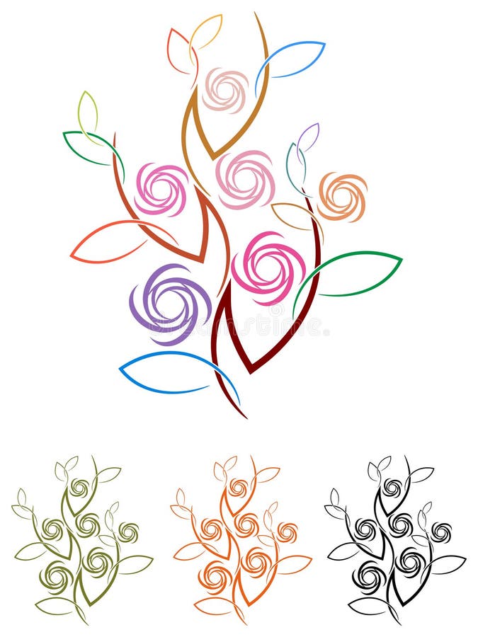 Abstrakt blommaväxt vektor illustrationer