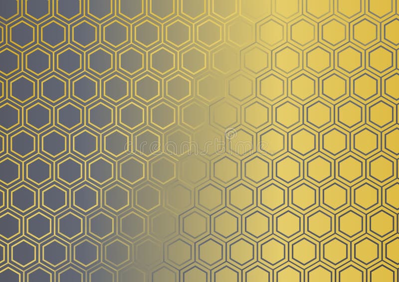 Abstrakt blå och guldgradient geometrisk hexagonbakgrund