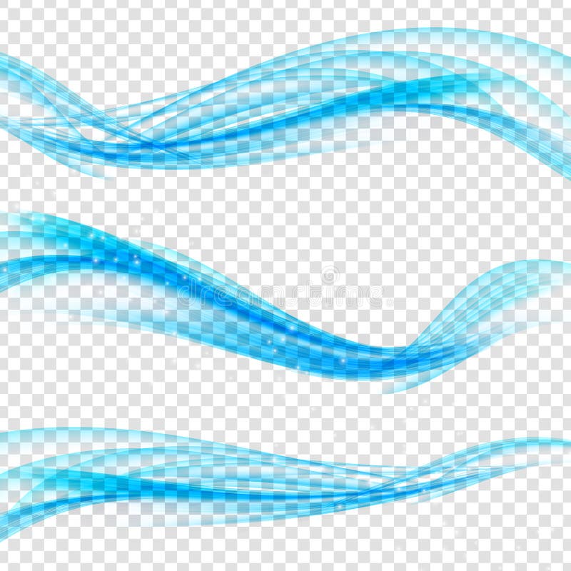 Abstrakt blåttvåguppsättning på genomskinlig bakgrund också vektor för coreldrawillustration vektor illustrationer