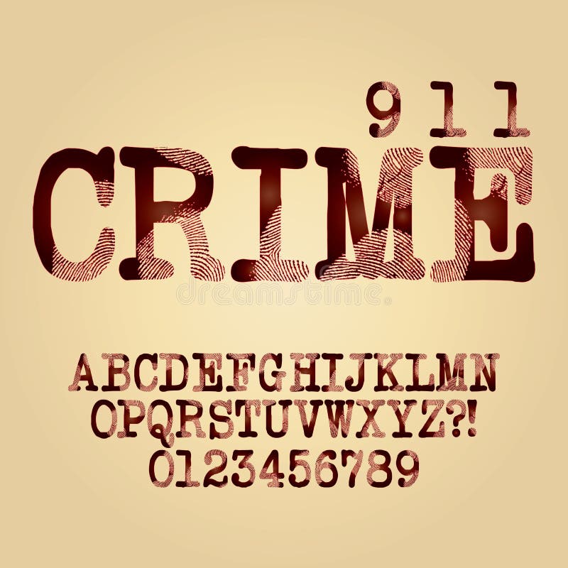 Abstrakt brottsligt alfabet och siffravektor
