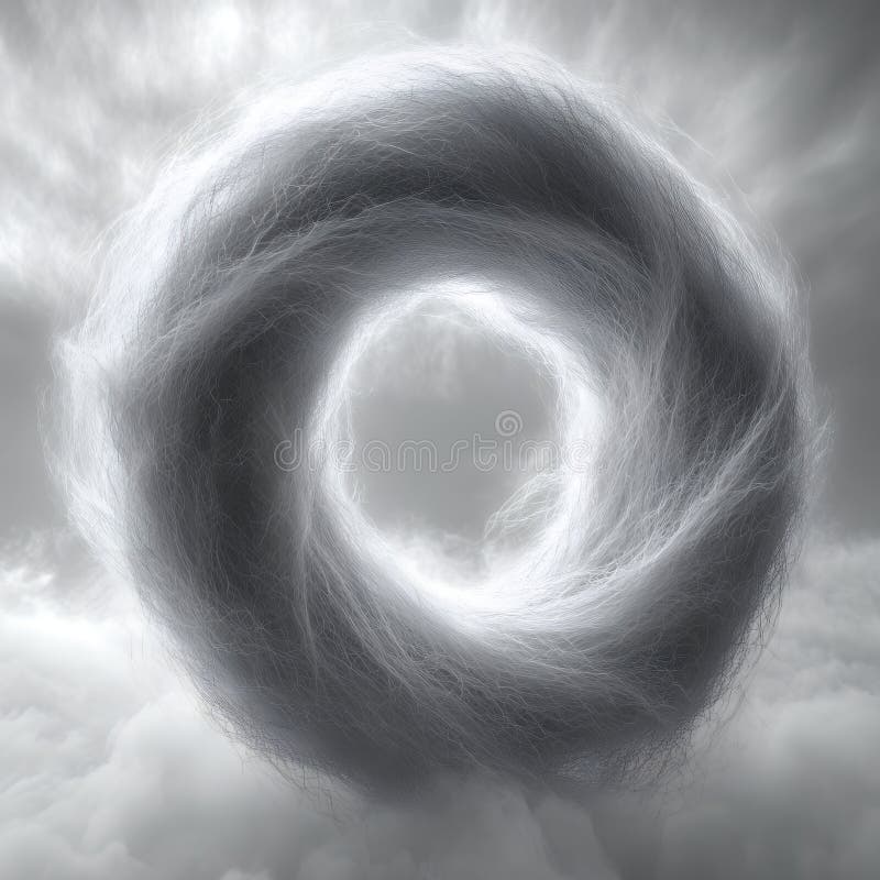 Abstrakt cirkulär molnbildning i Monochrome Sky Artistic Surreal Vortex stock illustrationer