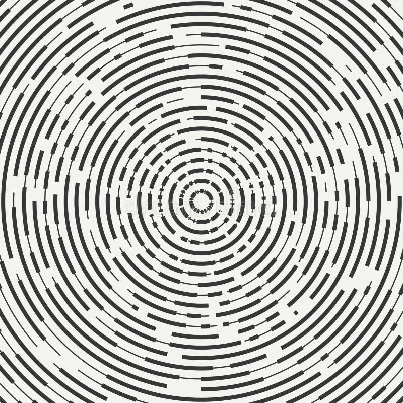 Abstrakt członujący geometryczny okręgu kształt Promieniowi koncentryczni okręgi pierścienie Swirly koncentryczni członujący okrę royalty ilustracja