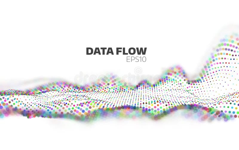 Abstrakt dataflödesvisualization Informationsström Partikelnätverk vektor illustrationer Abstrakt dataflödesvisualization Informationsström Partikelnätverk vektor illustrationer
