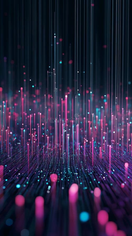 Abstrakt dataliualisering med färgstarka datapunkter i bakgrunden royaltyfri illustrationer