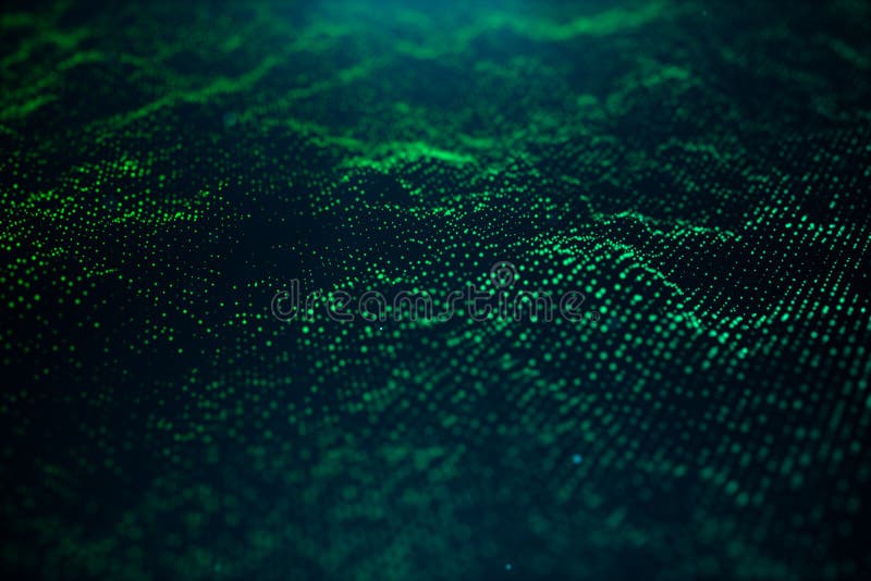 Abstrakt datateknologi Digital landskap med partiklar, prickar Cyberspaceteknologi Krabb yttersida som består av royaltyfri illustrationer Abstrakt datateknologi Digital landskap med partiklar, prickar Cyberspaceteknologi Krabb yttersida som består av royaltyfri illustrationer