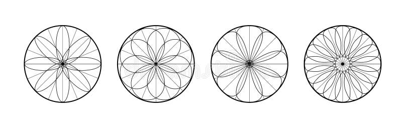 abstrakt deseniuje set Ikony wymarzony łapacz Round liniowi symbole Kwiaty z geometrycznymi kształtami