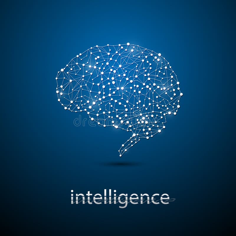 Abstrakt design för symbol för logo för begrepp för intelligens för hjärnteknologiinnovation stock illustrationer