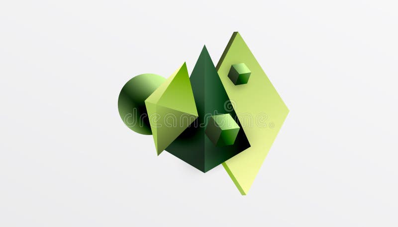 Abstrakt design med isometriska kuber pyramider fyrkanter och sfärer i en stock illustrationer