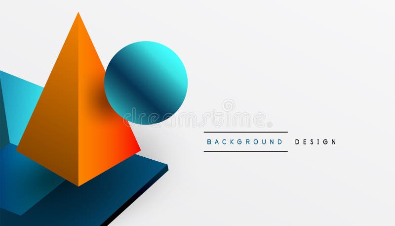 Abstrakt designvisning med isometriska kuber pyramider fyrkanter och sfärer i en pulserande 3d-layout. modern och dynamisk royaltyfri illustrationer