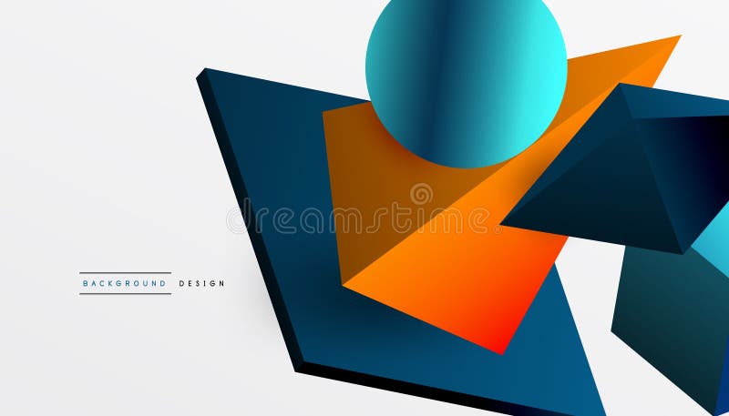 Abstrakt designvisning med isometriska kuber pyramider fyrkanter och sfärer i en pulserande 3d-layout. modern och dynamisk royaltyfri illustrationer