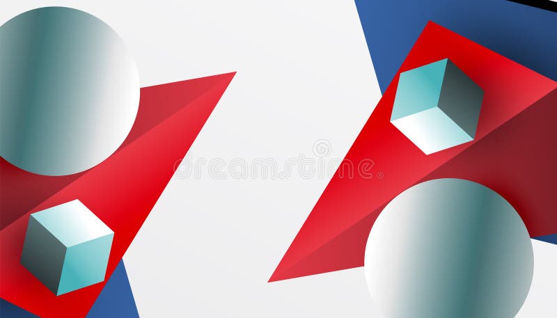 Abstrakt designvisning med isometriska kuber pyramider fyrkanter och sfärer i en pulserande 3d-layout. modern och dynamisk royaltyfri illustrationer