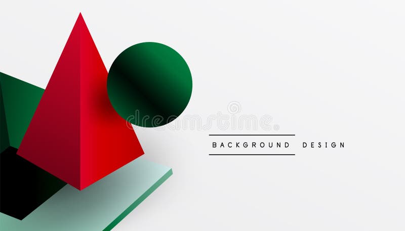 Abstrakt designvisning med isometriska kuber pyramider fyrkanter och sfärer i en pulserande 3d-layout. modern och dynamisk vektor illustrationer