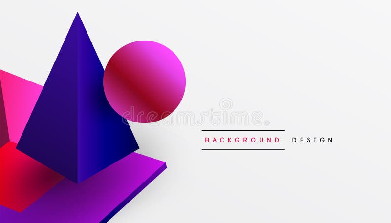 Abstrakt designvisning med isometriska kuber pyramider fyrkanter och sfärer i en pulserande 3d-layout. modern och dynamisk royaltyfri illustrationer