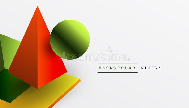 Abstrakt designvisning med isometriska kuber pyramider fyrkanter och sfärer i en pulserande 3d-layout. modern och dynamisk vektor illustrationer