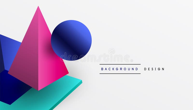 Abstrakt designvisning med isometriska kuber pyramider fyrkanter och sfärer i en pulserande 3d-layout. modern och dynamisk vektor illustrationer