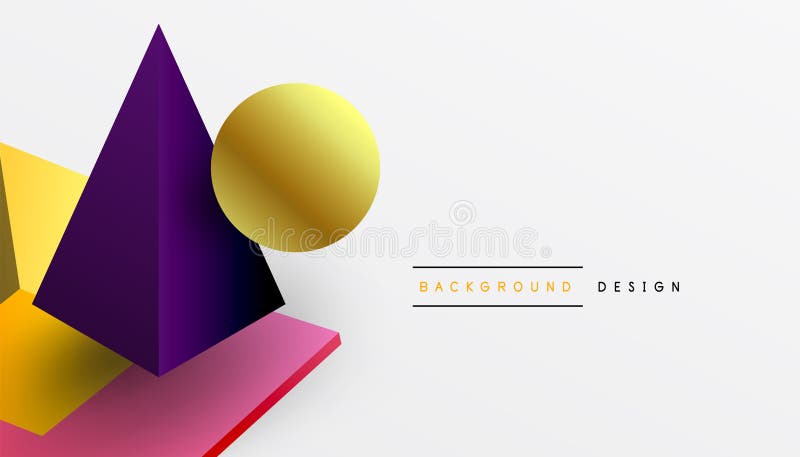 Abstrakt designvisning med isometriska kuber pyramider fyrkanter och sfärer i en pulserande 3d-layout. modern och dynamisk royaltyfri illustrationer