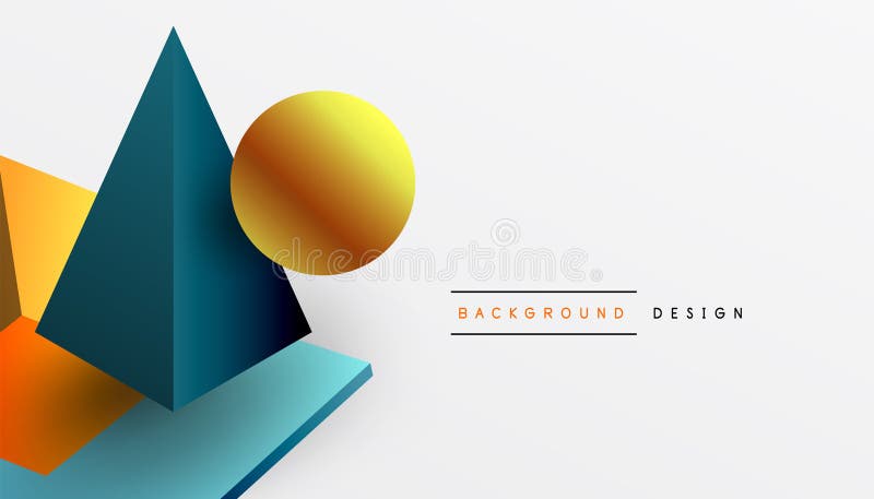 Abstrakt designvisning med isometriska kuber pyramider fyrkanter och sfärer i en pulserande 3d-layout. modern och dynamisk stock illustrationer