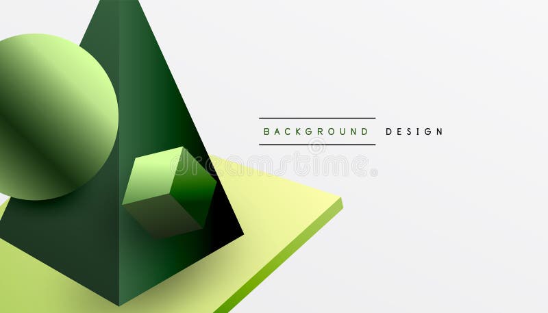 Abstrakt designvisning med isometriska kuber pyramider fyrkanter och sfärer i en pulserande 3d-layout. modern och dynamisk stock illustrationer