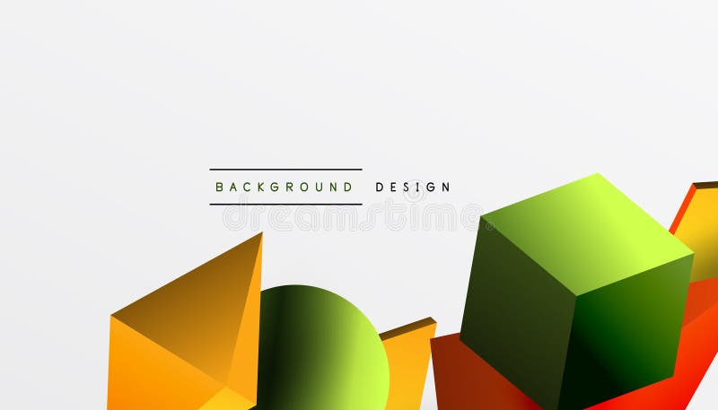 Abstrakt designvisning med isometriska kuber pyramider fyrkanter och sfärer i en pulserande 3d-layout. modern och dynamisk royaltyfri illustrationer