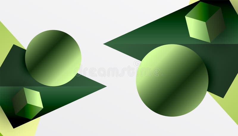 Abstrakt designvisning med isometriska kuber pyramider fyrkanter och sfärer i en pulserande 3d-layout. modern och dynamisk royaltyfri illustrationer