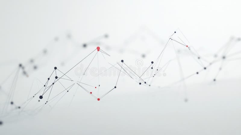Abstrakt digitalt nätverk med anslutande linjer och noder i ljusbakgrund royaltyfria bilder