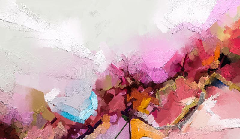 Abstrakt f? rgrik olja, slagl? ngd f? r akrylm? larf? rgborste p? kanfastextur Halv abstrakt bild av bakgrund f? r landskapm? lning vektor illustrationer