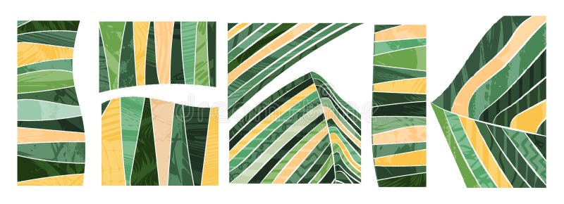 Abstrakt form för grönpapper för kollage eller mönsterkonstruktor. Miljöbakgrund för ekoträdgårdsfältsdesign vektor illustrationer