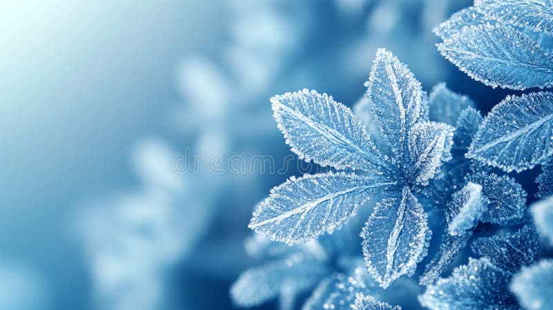 Abstrakt fryst lövmönster i icy blue-toner med en subtil frostig effekt. . vektor illustrationer