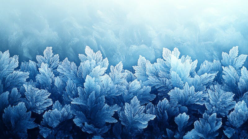 Abstrakt fryst lövmönster i icy blue-toner med en subtil frostig effekt. . stock illustrationer