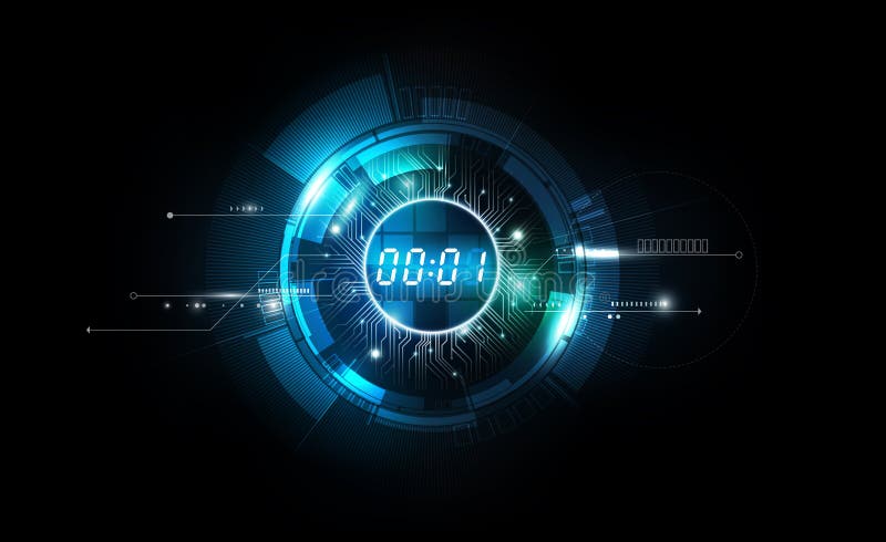 Abstrakt futuristisk teknologibakgrund med begreppet för Digital nummertidmätare och nedräkningen, vektorillustration royaltyfri illustrationer Abstrakt futuristisk teknologibakgrund med begreppet för Digital nummertidmätare och nedräkningen, vektorillustration royaltyfri illustrationer