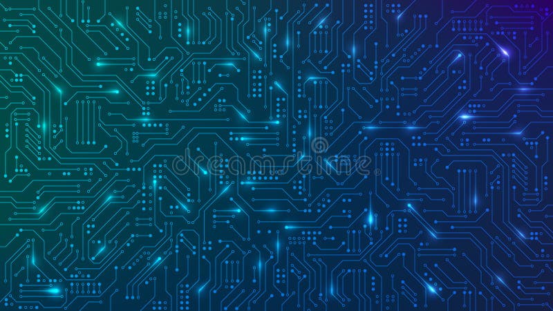 Abstrakt futuristiskt kretskort Blåfärgbakgrund för högteknologi Högteknologisk digital teknik Vector