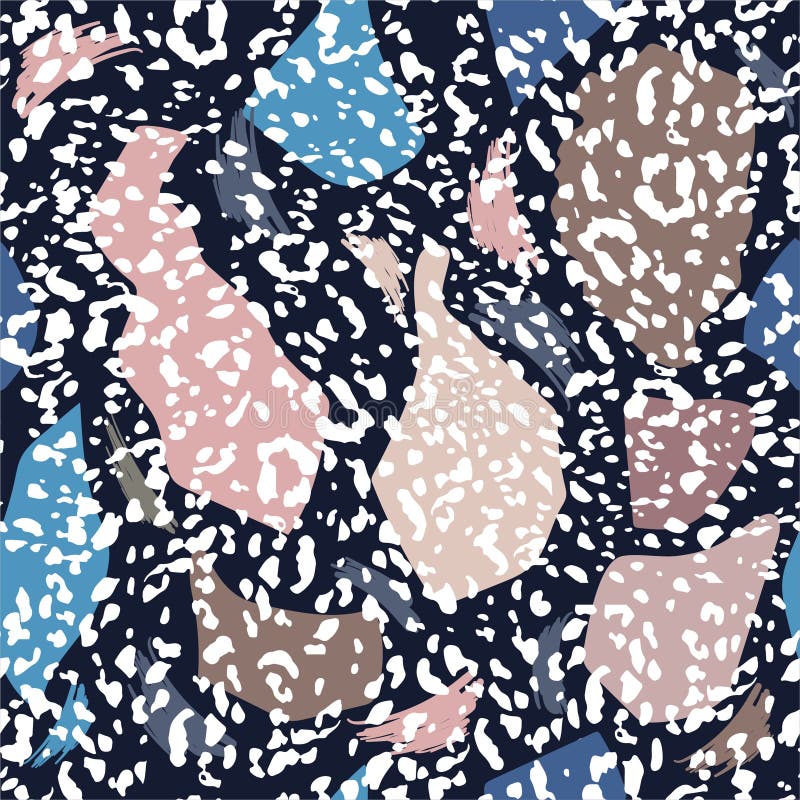 Abstrakt färgrik frihandssömlös modell med det djura leopardtrycket Dragen moderiktig hand Abstrakt design för modern stil för mo royaltyfri illustrationer