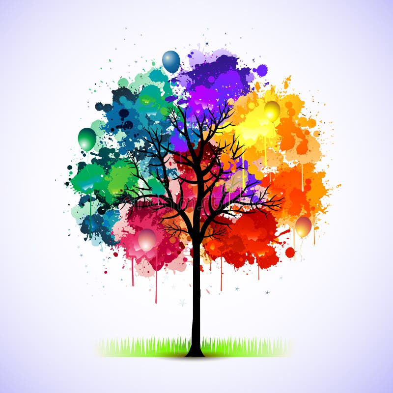 Abstrakt färgrik illustrationtree stock illustrationer