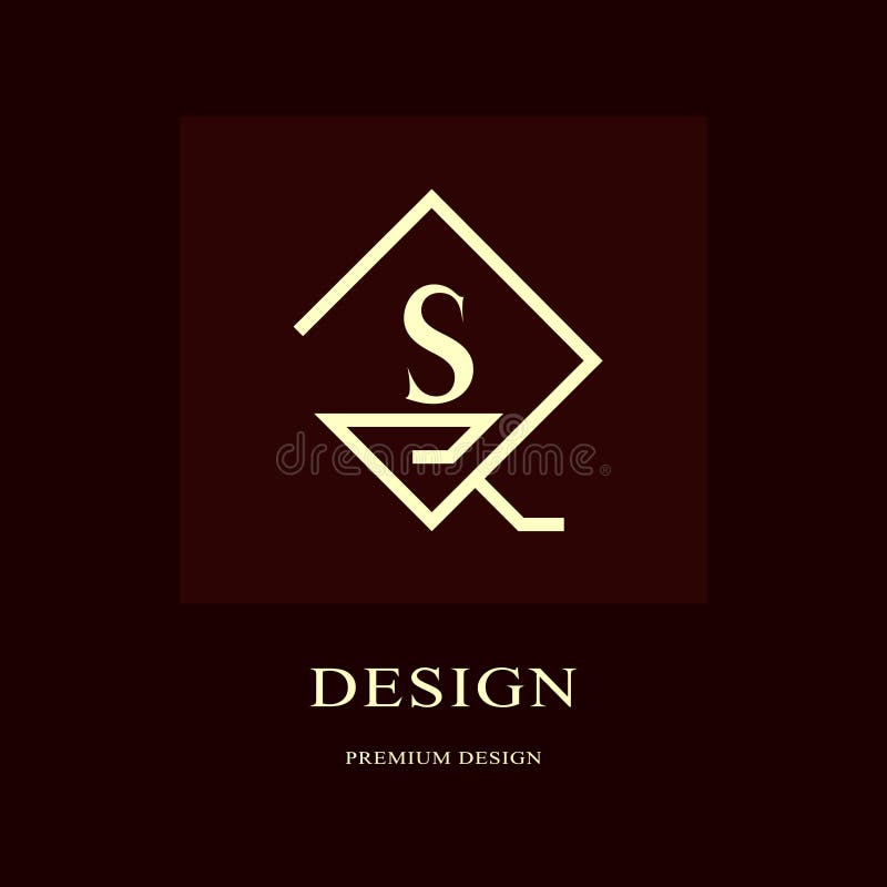 Abstract logo design. Modern luxury monogram. Minimum elements. Letter emblem S. Mark of distinction. Universal rhombus template. Fashion label for Royalty, company, business card. Vector illustration. Abstract logo design. Modern luxury monogram. Minimum elements. Letter emblem S. Mark of distinction. Universal rhombus template. Fashion label for Royalty, company, business card. Vector illustration