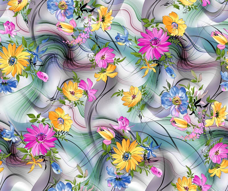 Abstrakt färgrik modell för blomma för modellmarmoreffekt royaltyfri illustrationer