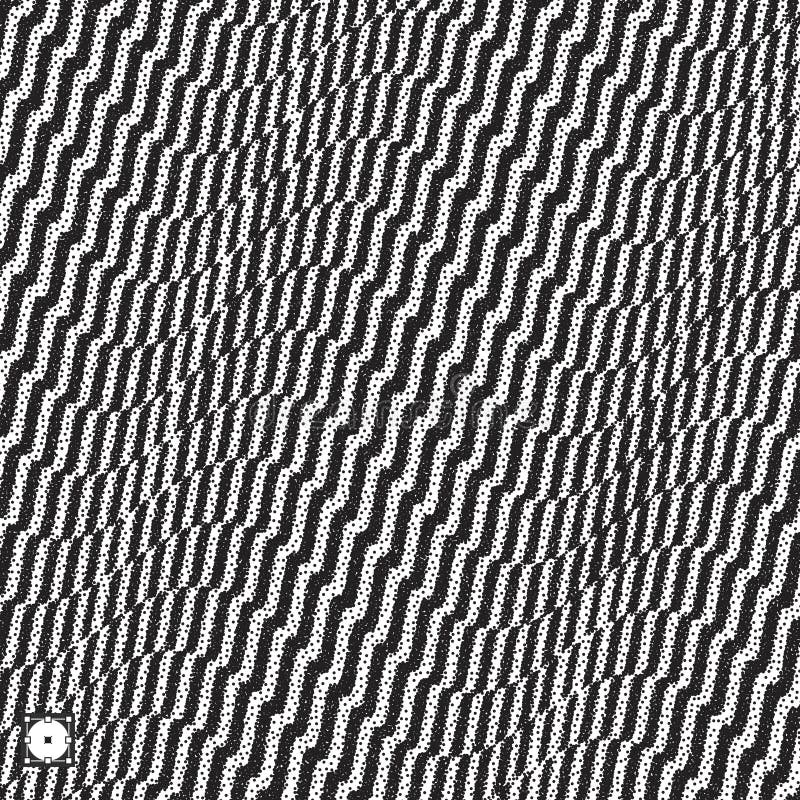 Abstrakt geometrisk bakgrund 3d Svartvit kornig design Pointillismmodell med optisk illusion stock illustrationer Abstrakt geometrisk bakgrund 3d Svartvit kornig design Pointillismmodell med optisk illusion stock illustrationer