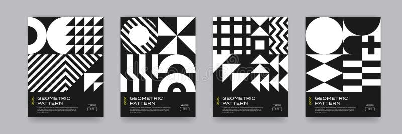 Abstrakt geometrisk form mönsterbakgrund bauhaus konstdesign. trendig modern bauhaus-mönsterbakgrunder och täcker royaltyfri illustrationer