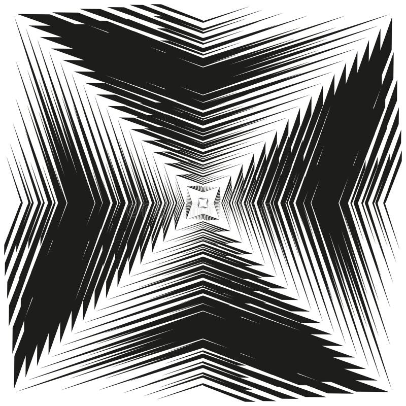 Abstrakt geometrisk mönsterdynamisk vexeffekt svart och vit kontrastoptisk illusion. vektor illustrationer