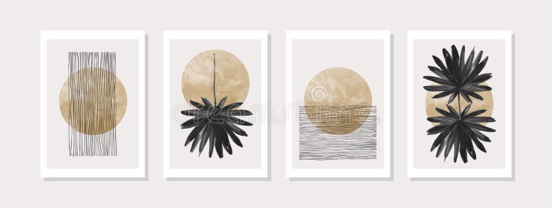 Abstrakt geometrisk naturform affisch i halvsekelformat royaltyfri illustrationer