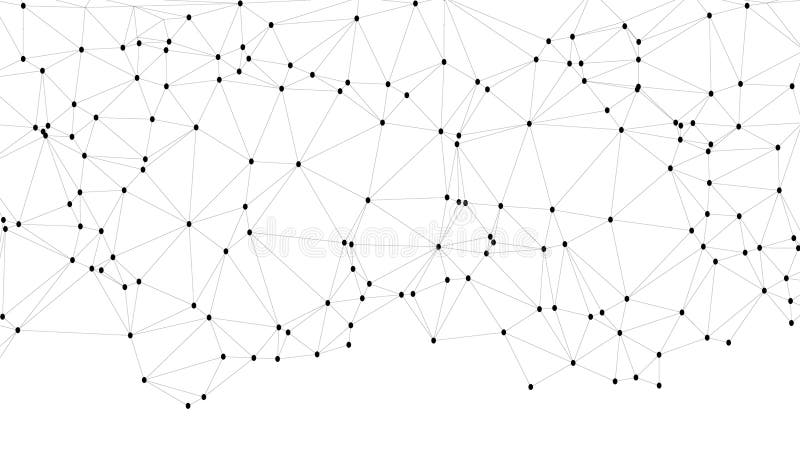 Abstrakt geometrisk nätbakgrund med sammankopplade svarta punkter och linjer minimalistisk polygonnätstruktur för sammankopplade s royaltyfri illustrationer