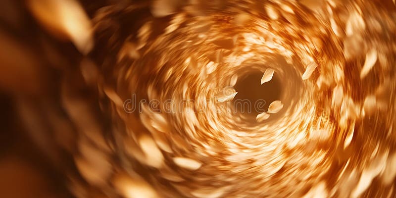 Abstrakt Golden Vortex Swirling Motion Otion Bakgrundsvarv Brun BLjusmönster Utformad spiral royaltyfri illustrationer
