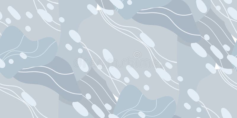 Abstrakt grå modern sömlös modell med färgfläckar och krabba linjer och prickar Plan vektorbakgrund stock illustrationer