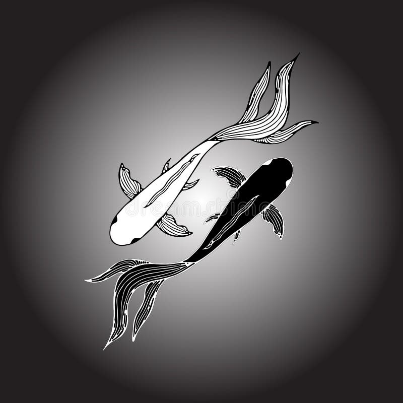 Abstrakt hand som dras av två karpfiskar Hand dragen koifisk Japansk Carp Top besk?dar royaltyfri illustrationer Abstrakt hand som dras av två karpfiskar Hand dragen koifisk Japansk Carp Top besk?dar royaltyfri illustrationer