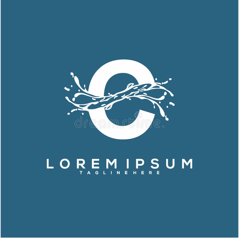 Abstrakt initialt begrepp för c-logodesign, design för vattenlogovektor vektor illustrationer