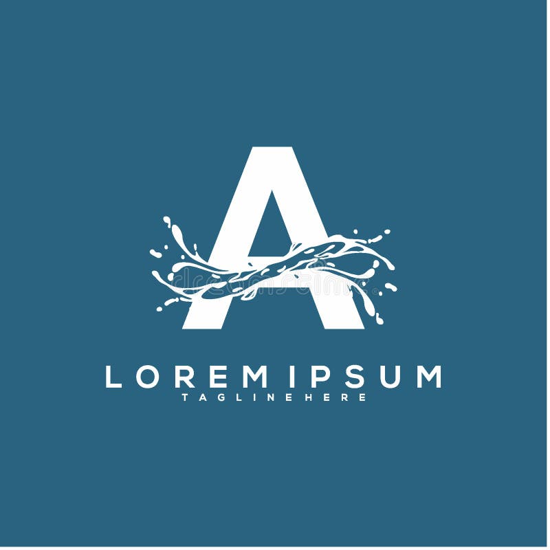 Abstrakt initialt begrepp för a-logodesign, design för vattenlogovektor vektor illustrationer