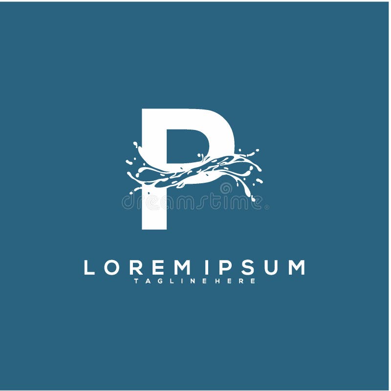 Abstrakt initialt begrepp för p-logodesign, design för vattenlogovektor stock illustrationer