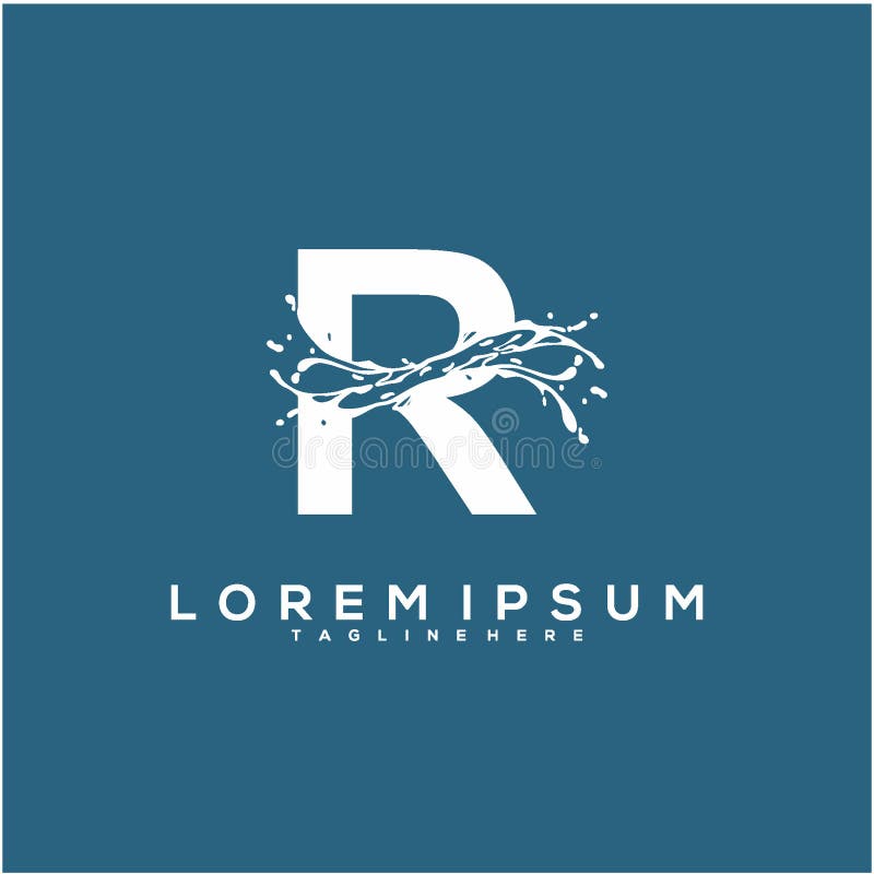 Abstrakt initialt begrepp för r-logodesign, design för vattenlogovektor vektor illustrationer