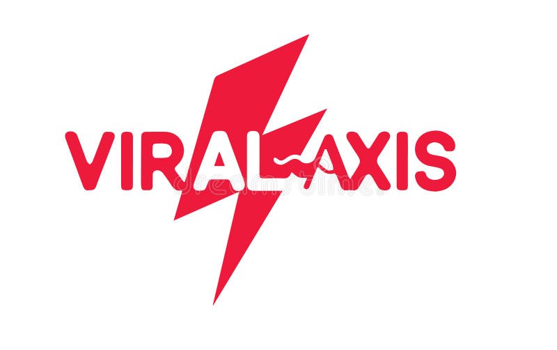 Abstrakt inledande bokstav VIRALAXIS-logotyp i röd färg isolerad i vit bakgrund som används för underhållningslogotypen stock illustrationer
