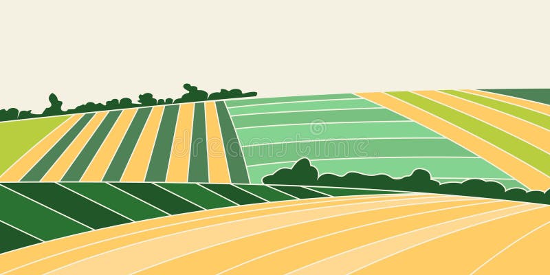 Abstrakt jordbruksfält eller banderoll på jordbrukskort. royaltyfri illustrationer