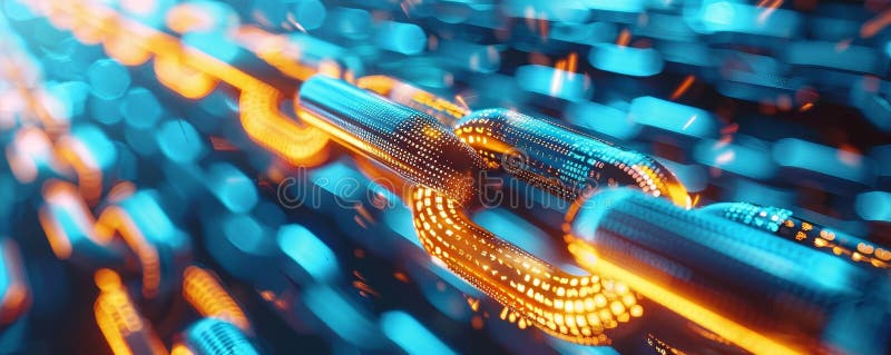 Abstrakt kedjelänk med blå och orange bokeh vektor illustrationer